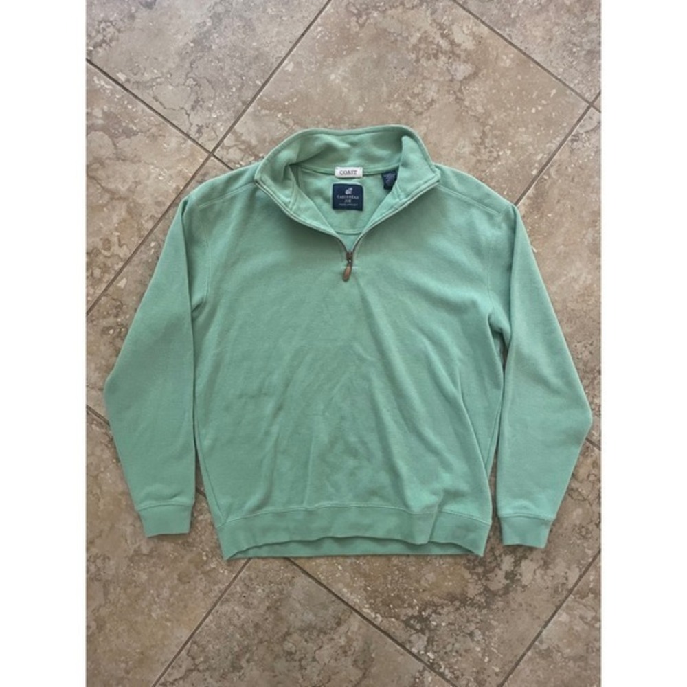 Caribbean Joe 1/4 Zip Pullover‎ Sweatshirt Coastal Green Comfy Casual M